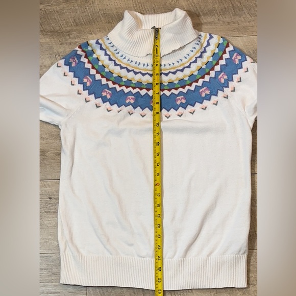 L.L. Bean Women’s Cotton/Cashmere Fair Isle Ribbed Turtleneck Sweater Size M - Picture 5 of 6